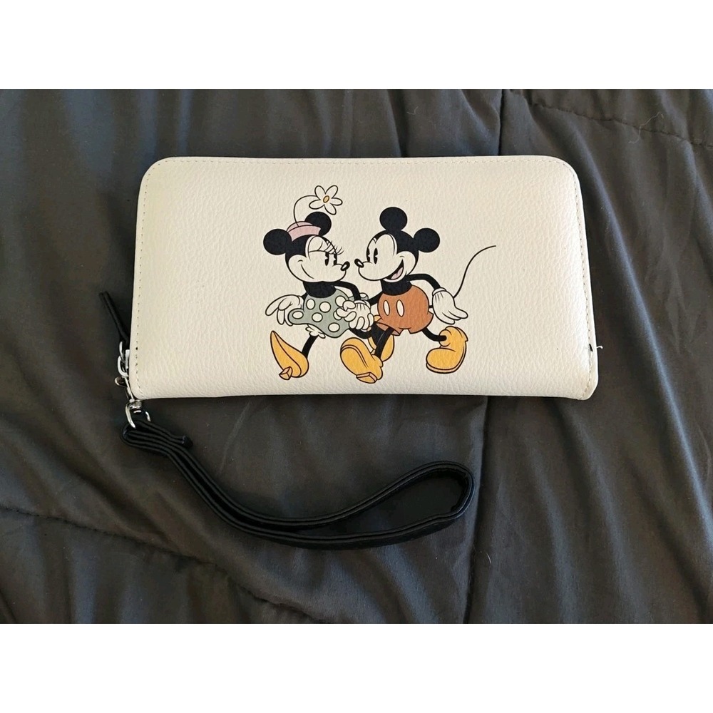Disney Mickey and Minnie Mouse Cream Zip Around Wristlet Wallet New with Tags - Picture 4 of 5